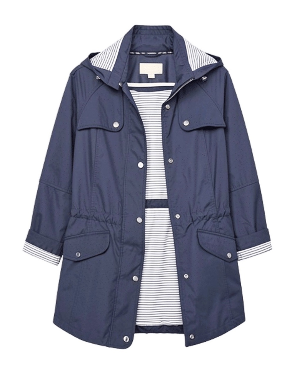 Michael Kors Navy Hooded Trench Style Light Jacket